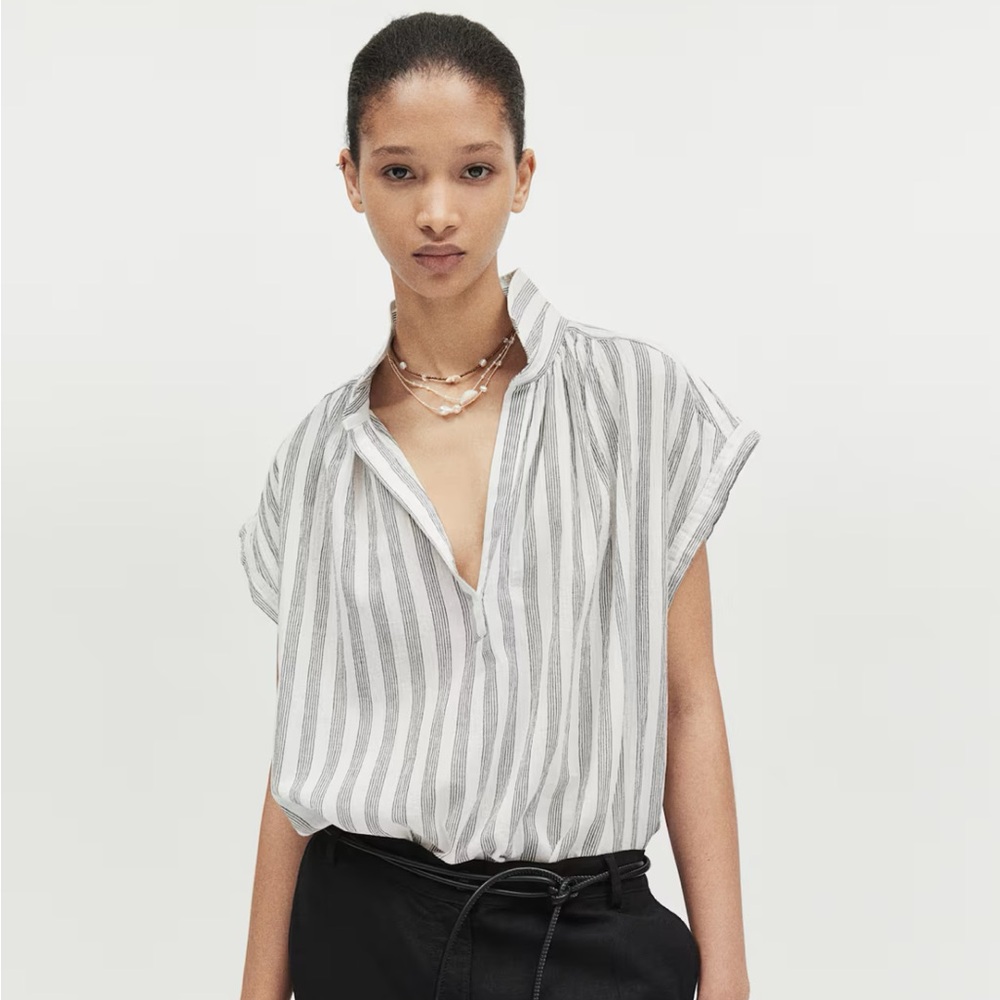 H&M Striped Linen Blouse